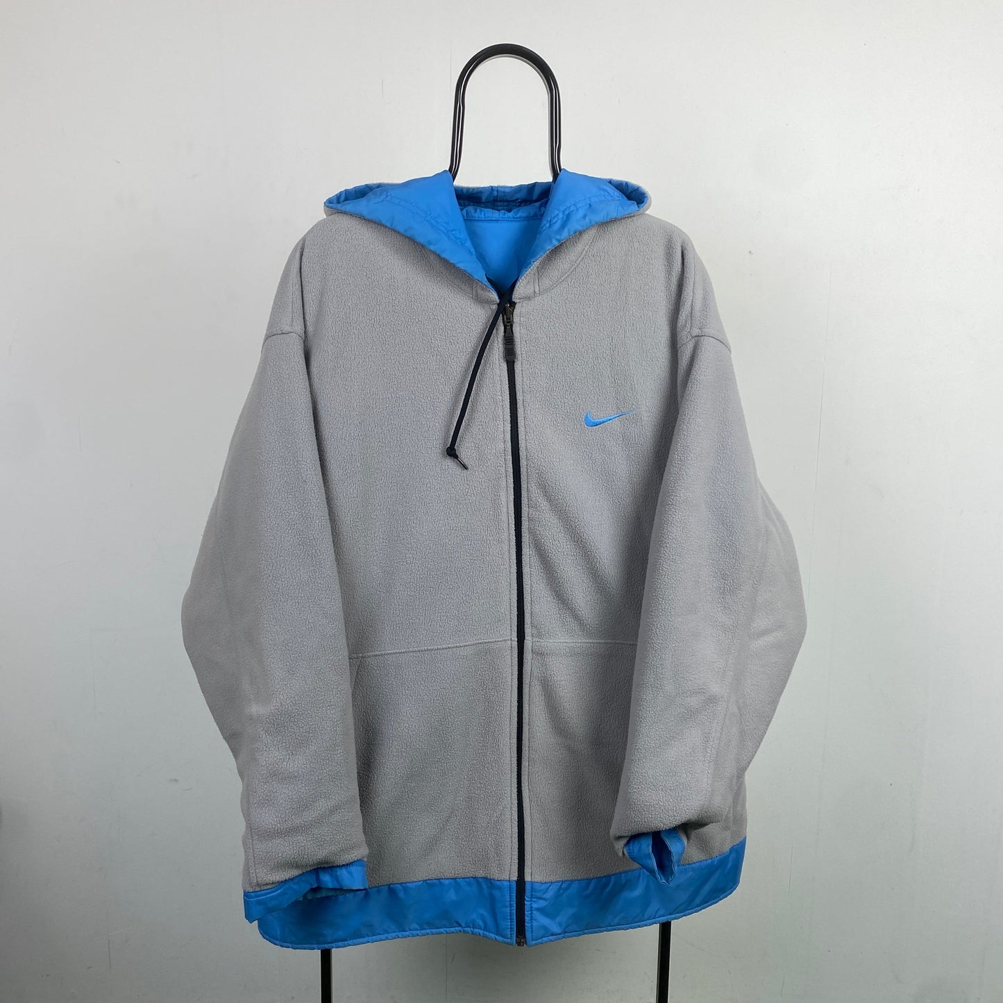 90s Nike Reversible Puffer Fleece Jacket Blue Large