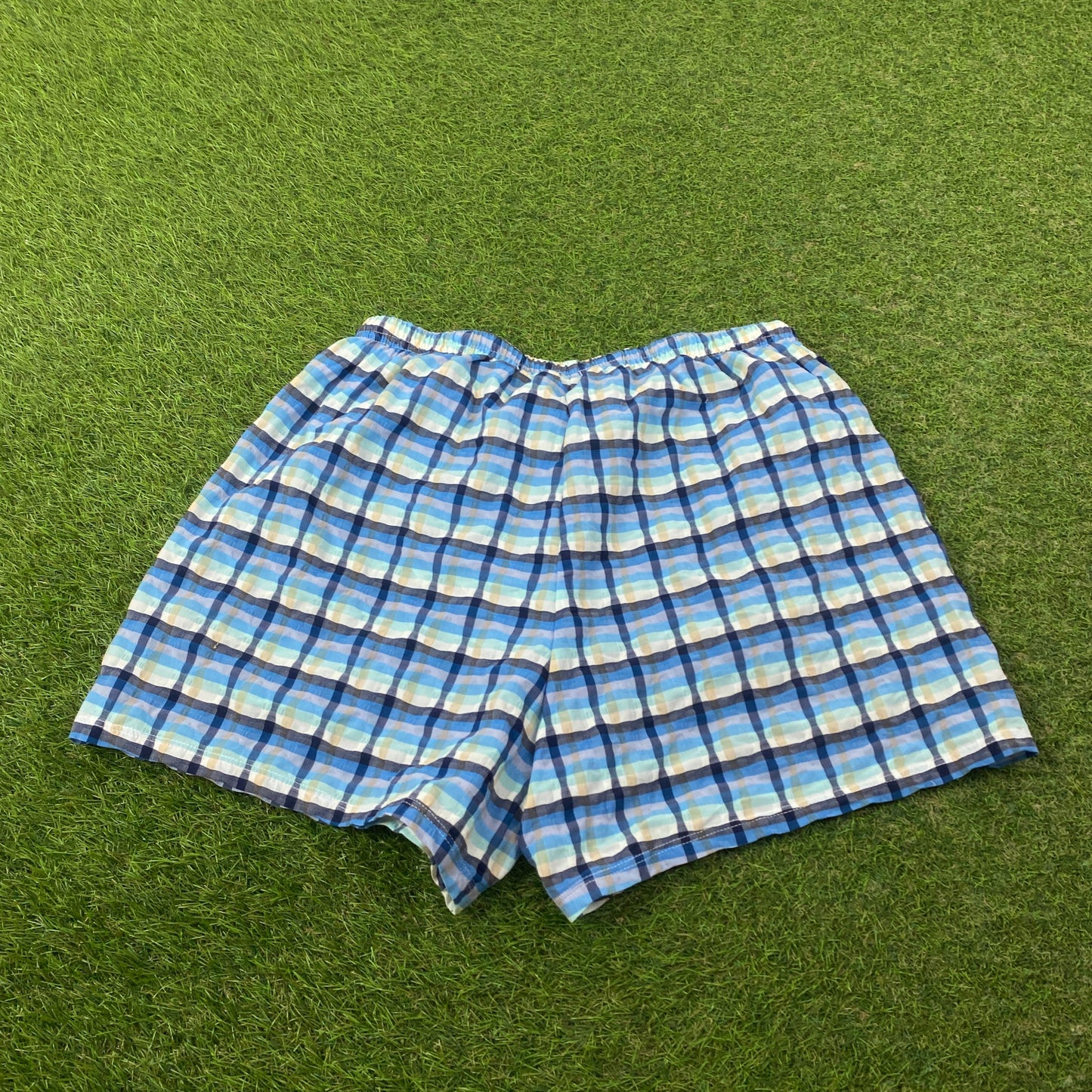 Retro Lacoste Plaid Shorts Blue Medium