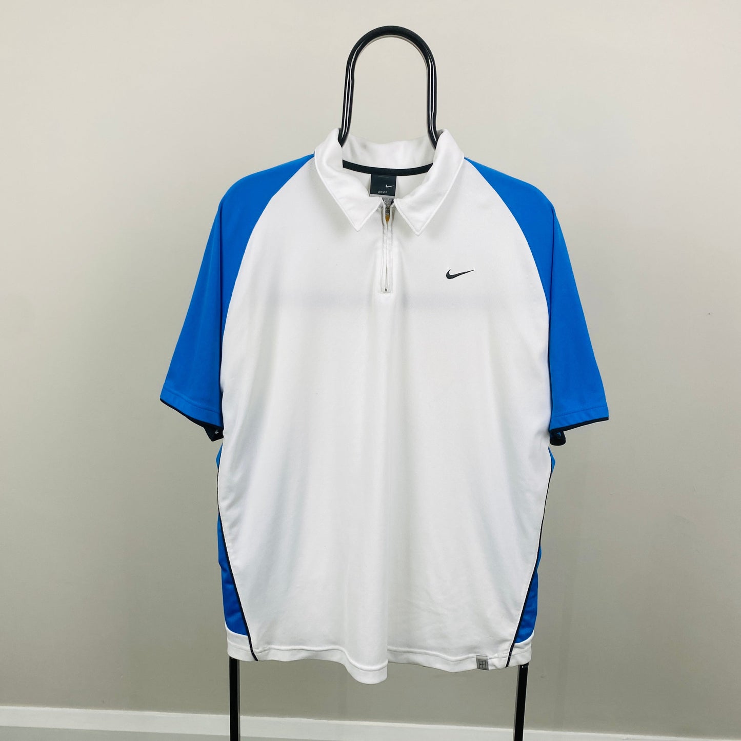 00s Nike Zip Up T-Shirt White Large