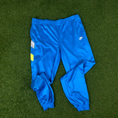 90s Nike Nylon Tracksuit Jacket + Joggers Set Blue Large