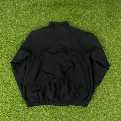 00s Nike Piping Windbreaker Jacket + Joggers Set Black Medium