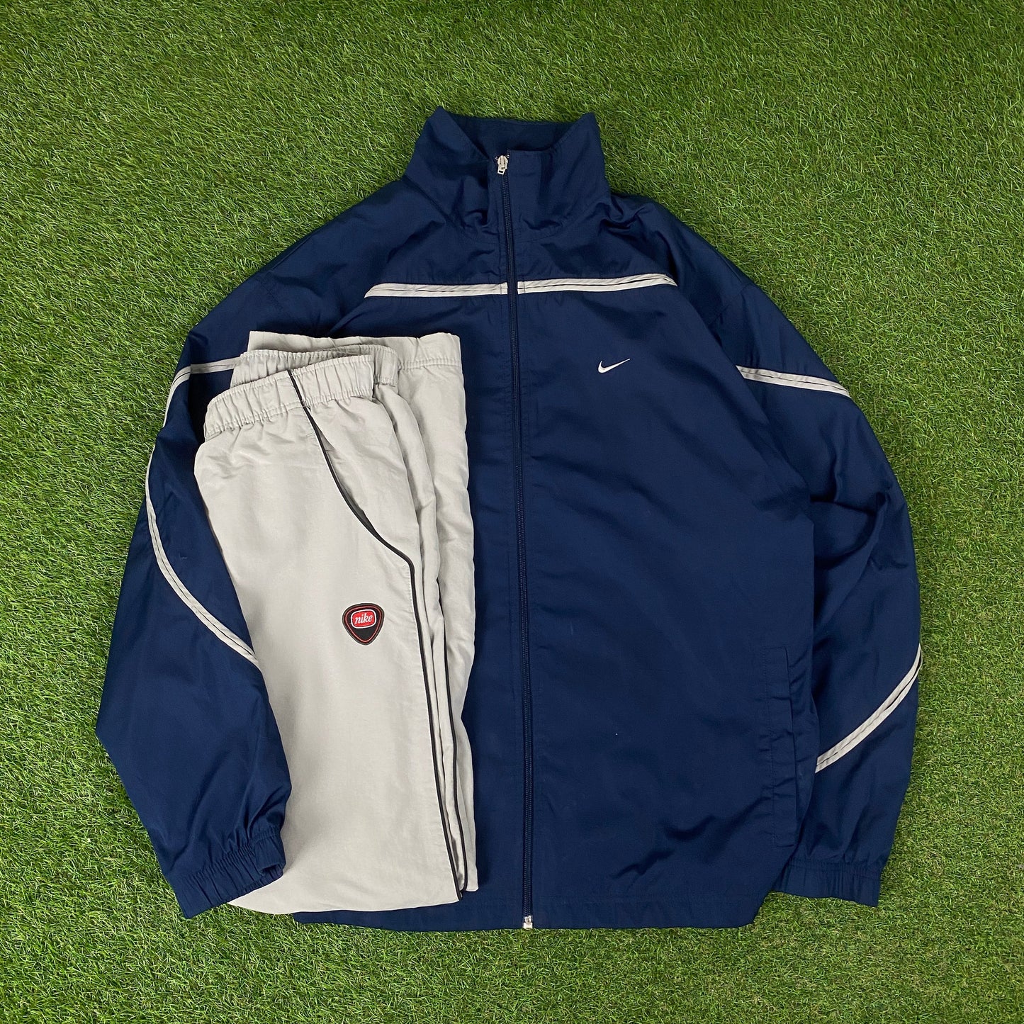 00s Nike Piping Tracksuit Set Windbreaker + Joggers Blue XXL