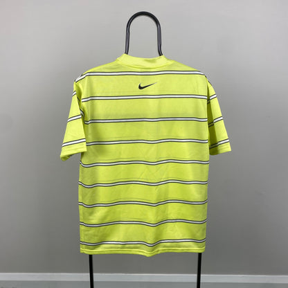 90s Nike Striped T-Shirt Yellow Small