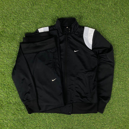 00s Nike Windbreaker Jacket + Joggers Set Black Medium