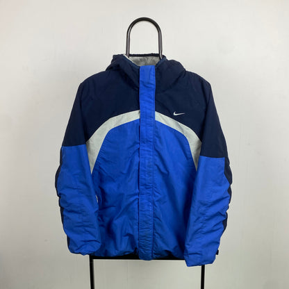 00s Nike Reversible Fleece Coat Jacket Blue Small