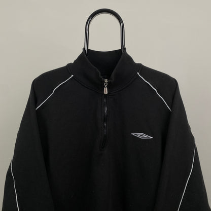 Retro Umbro 1/4 Zip Sweatshirt Black XXL
