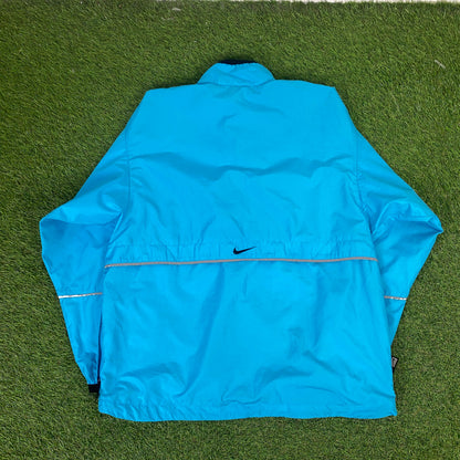 90s Nike Piping Windbreaker Jacket + Joggers Set Blue Medium