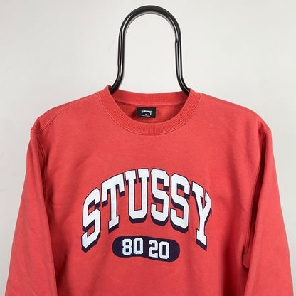 Retro 00s Stussy Sweatshirt Red Small