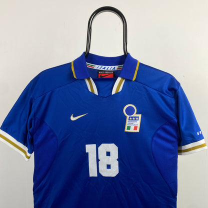 90s Nike Italy Zola Football Shirt T-Shirt Blue Small