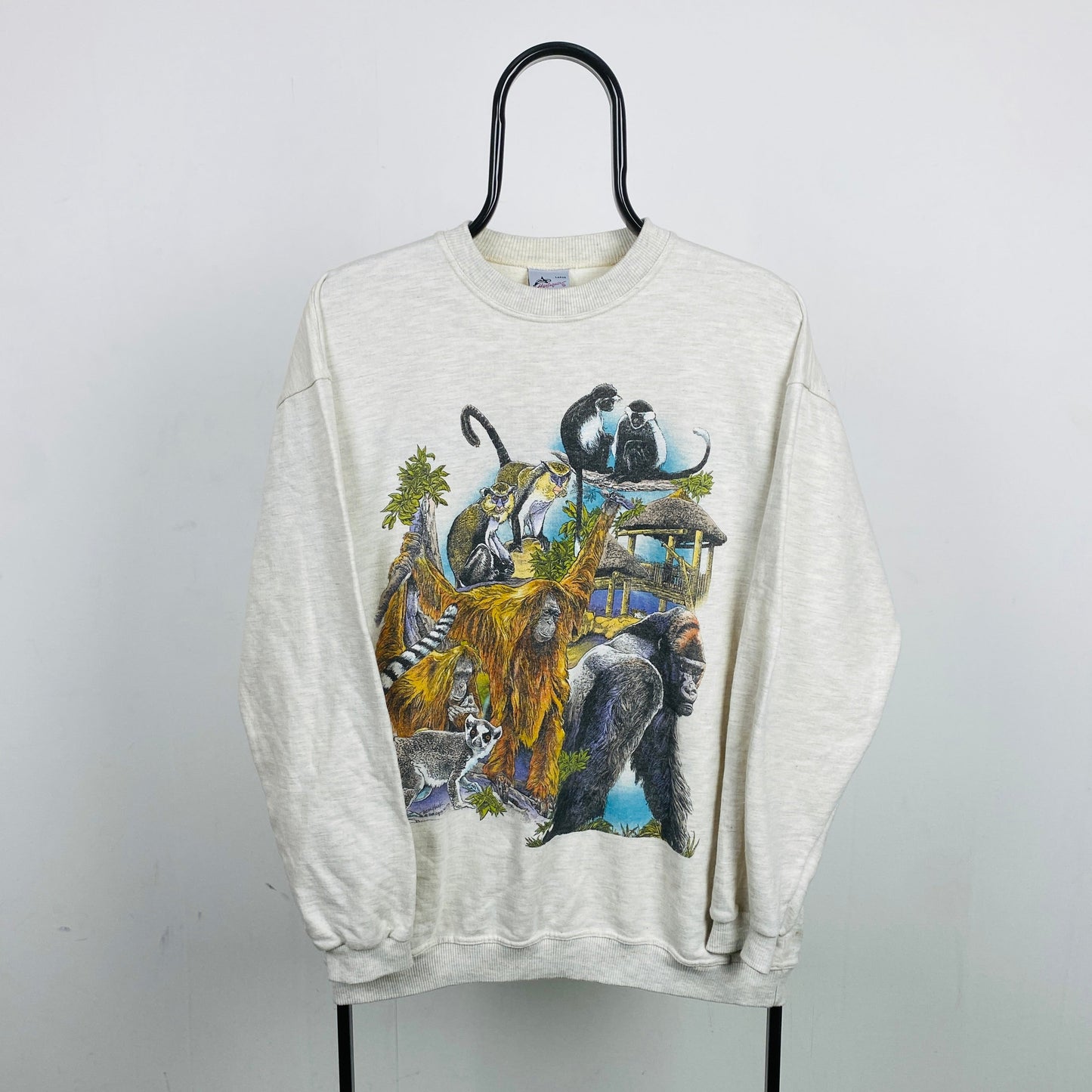 Retro 90s Animal Sweatshirt Grey Large