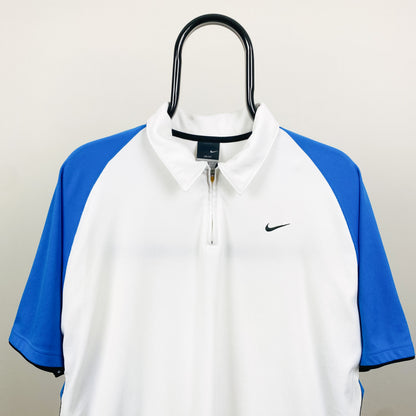 00s Nike Zip Up T-Shirt White Large