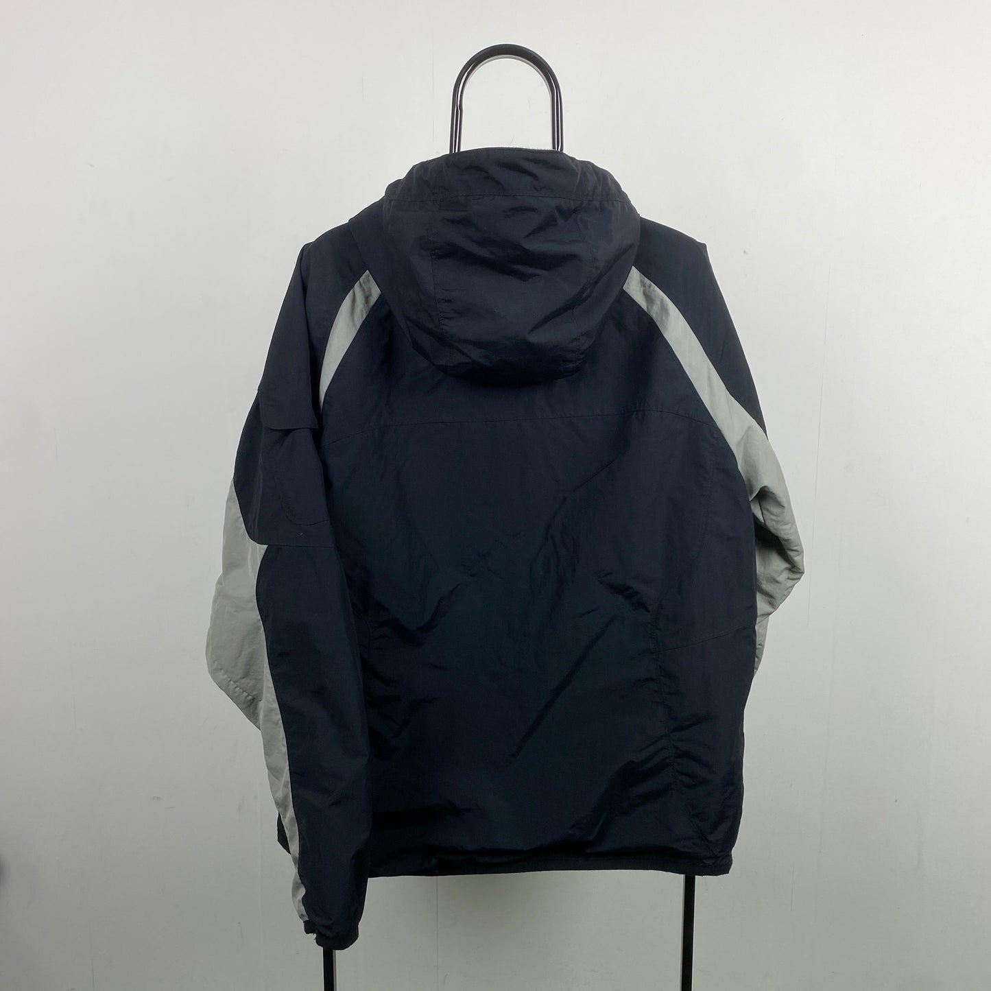00s Nike Reversible Fleece Coat Jacket Black Grey Small