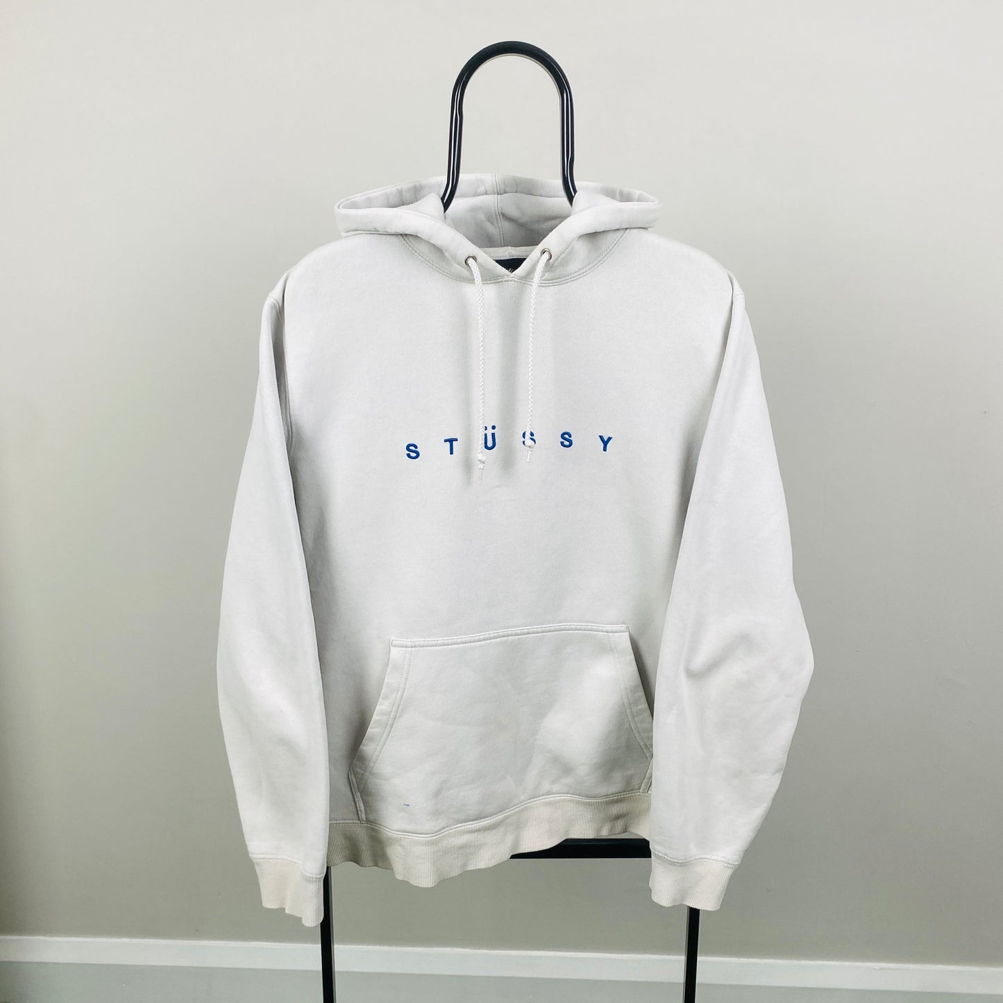 Retro 00s Stussy Hoodie White Large