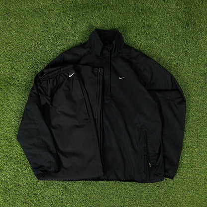 00s Nike Golf Windbreaker Jacket + Joggers Set Black Medium