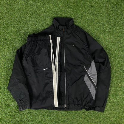 00s Nike Clima-Fit Windbreaker Jacket + Joggers Set Black Small