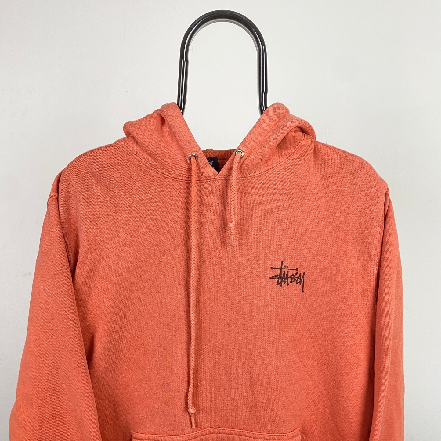 Retro 00s Stussy Hoodie Orange Large
