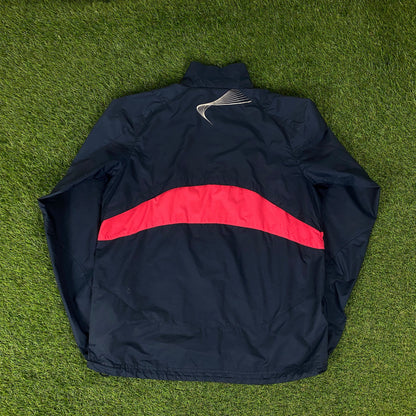 00s Nike Clima-Fit Piping Windbreaker Jacket + Joggers Set Blue Medium