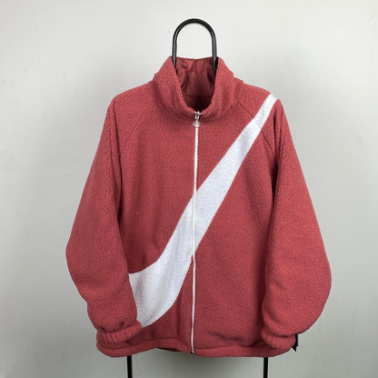 00s Nike Reversible Fleece Coat Jacket Pink Small