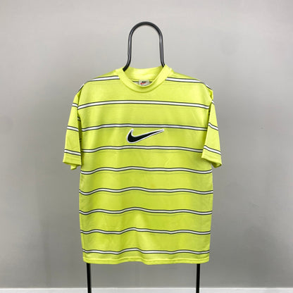 90s Nike Striped T-Shirt Yellow Small