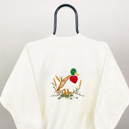 90s Acorn Duck Sweatshirt Cream Brown Small