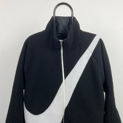 00s Nike Reversible Fleece Coat Jacket Black Small