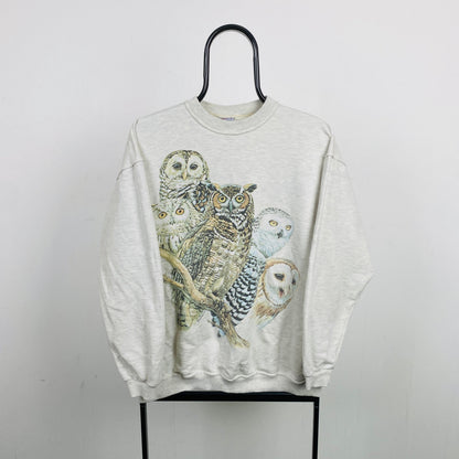 Retro 90s Owl Sweatshirt Grey Large