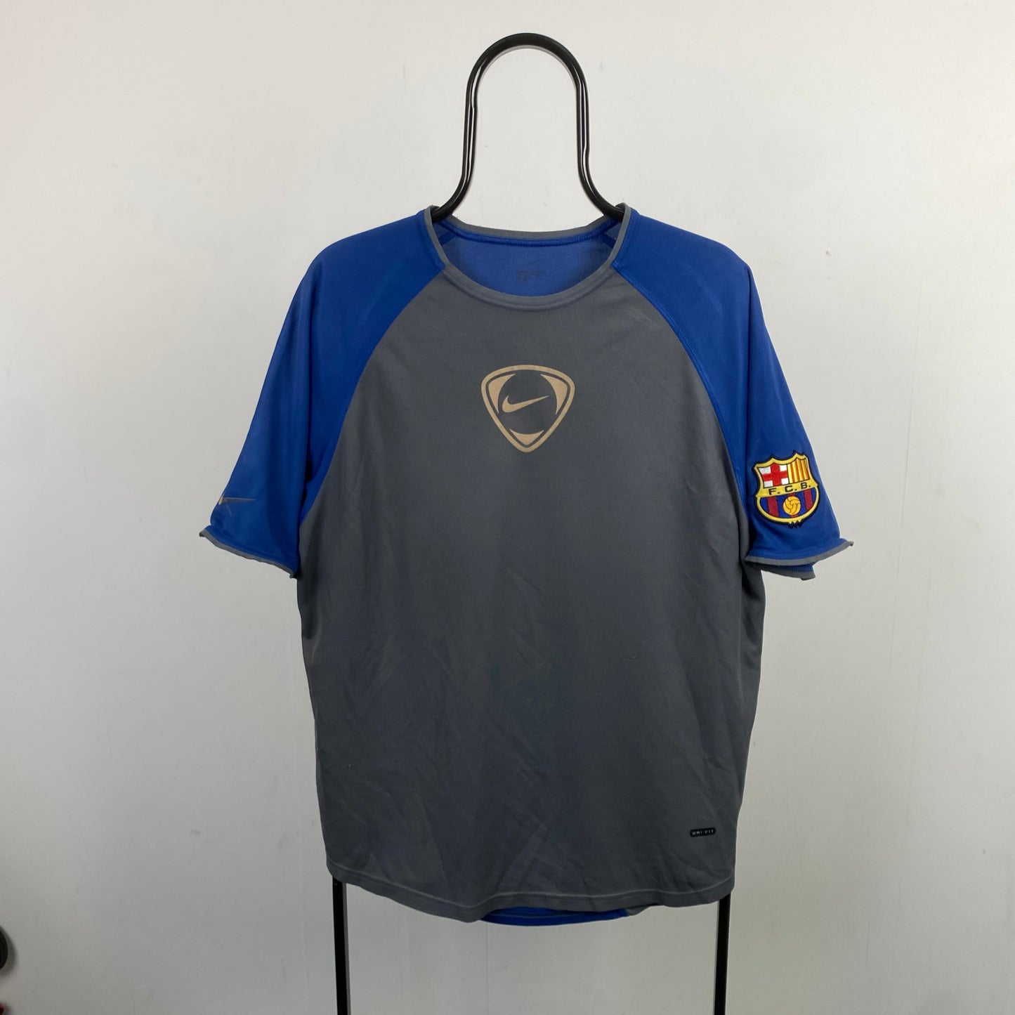 00s Nike Barcelona Football Shirt T-Shirt Grey Large
