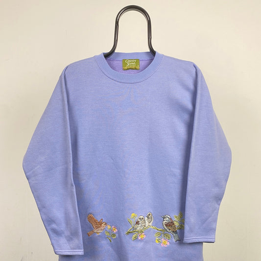 Retro Bird Sweatshirt Purple Small