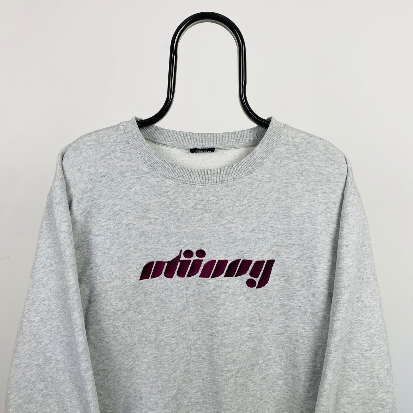 Retro 00s Stussy Sweatshirt Grey Large