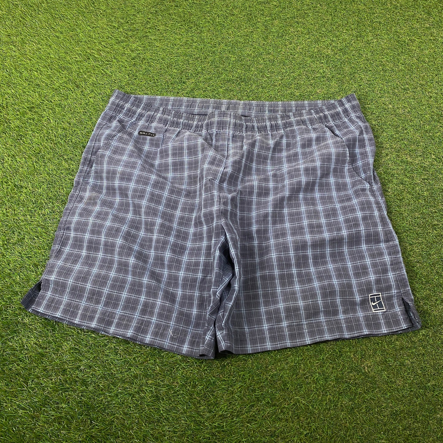 00s Nike Court Plaid Tennis Shorts Blue Medium