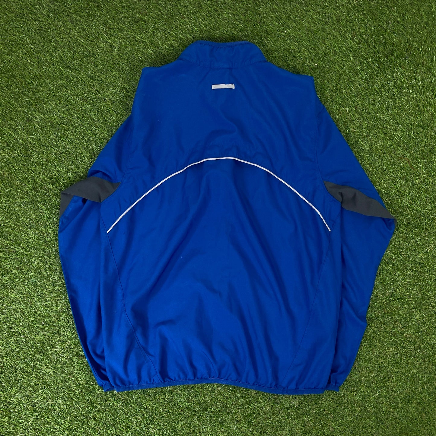 00s Nike Piping Windbreaker Jacket + Joggers Set Blue Small