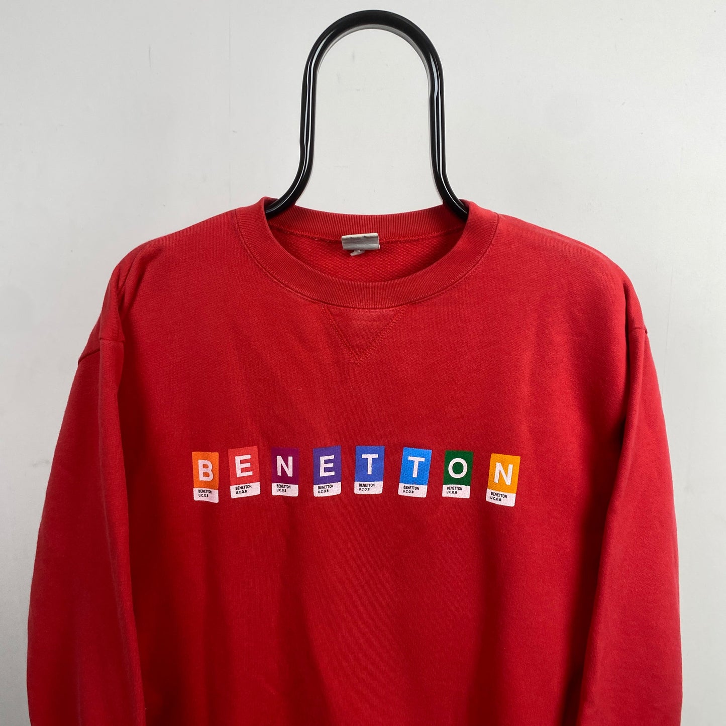 Retro United Colors Of Benetton Sweatshirt Red Medium