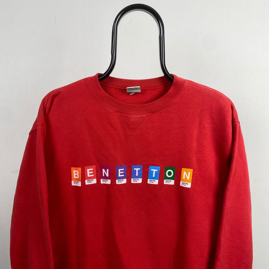 Retro United Colors Of Benetton Sweatshirt Red Medium