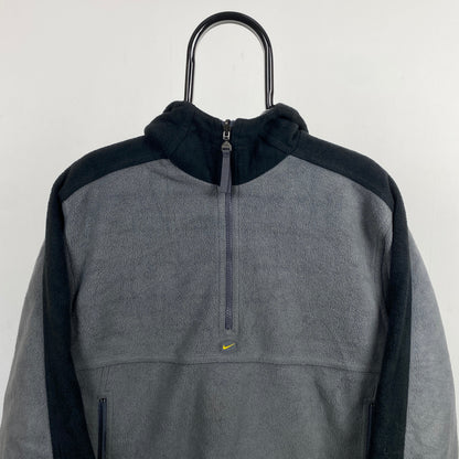 00s Nike Tn Hex Reversible Fleece Coat Jacket Black Grey Small