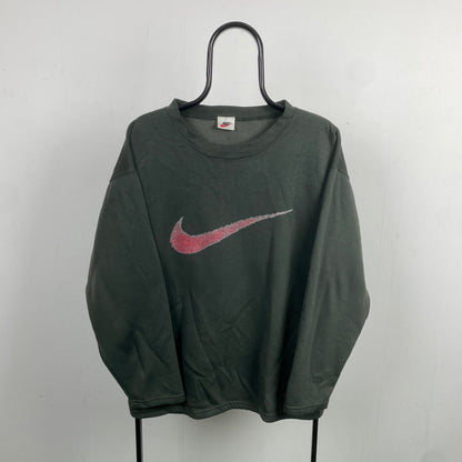 90s Nike Swoosh Sweatshirt Green XL