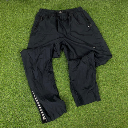 00s Nike Clima Fit Piping Windbreaker Tracksuit Set Jacket + Joggers Black XL