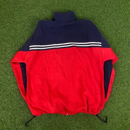 00s Nike Piping Windbreaker Jacket + Joggers Set Red Medium