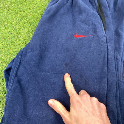 90s Nike Wide Leg Cotton Joggers Blue Small