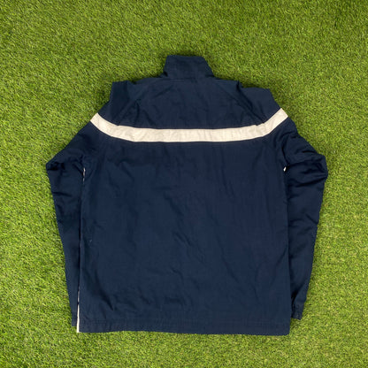 00s Nike Piping Windbreaker Jacket + Joggers Set Blue Small