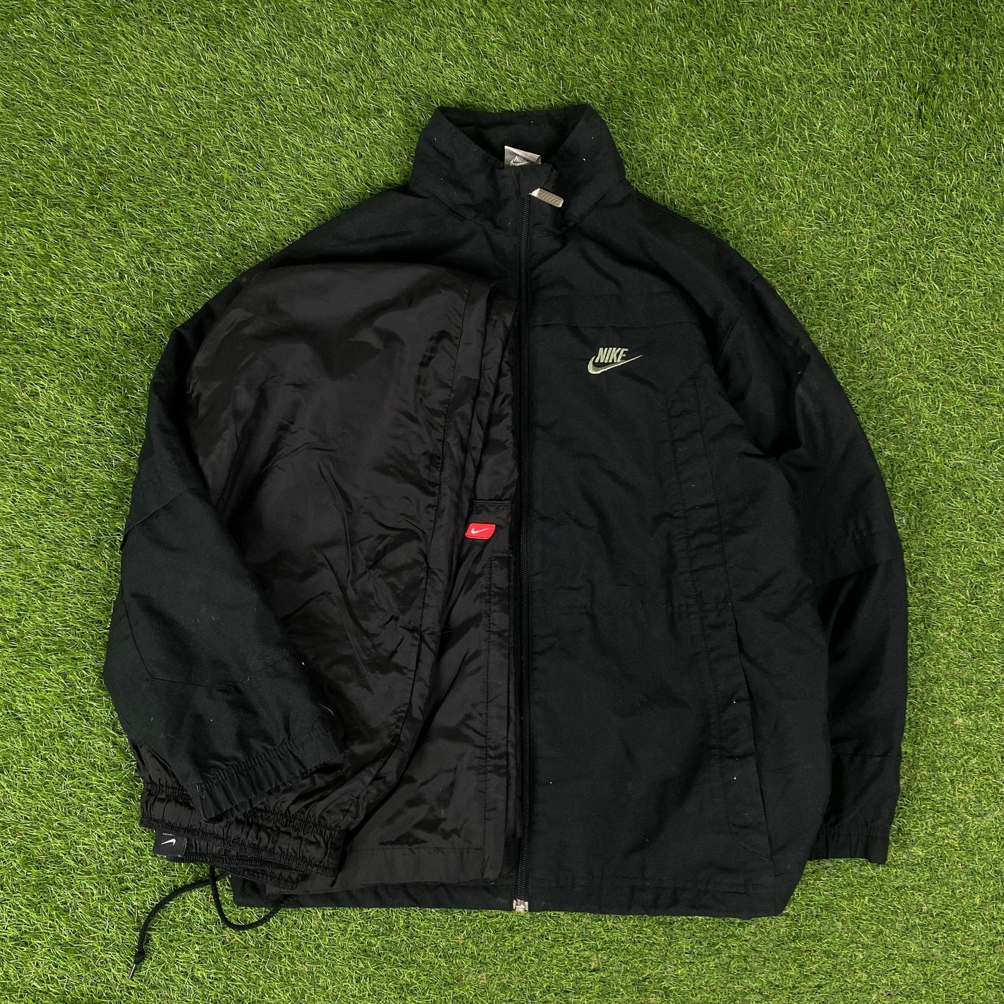 00s Nike Windbreaker Jacket + Joggers Set Black Small