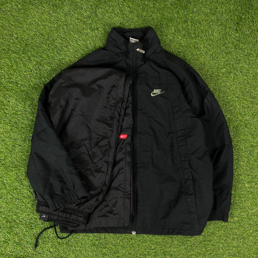 00s Nike Windbreaker Jacket + Joggers Set Black Small