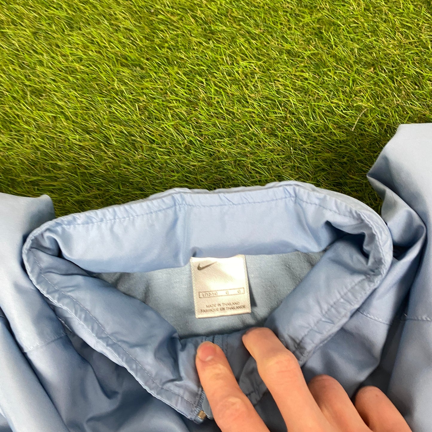 00s Nike Piping Tracksuit Jacket + Joggers Set Baby Blue Large