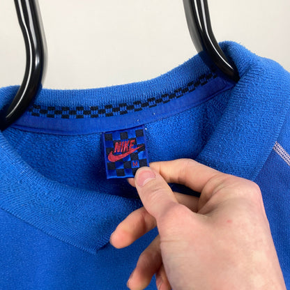 80s Nike John McEnroe Checkerboard Sweatshirt Blue Medium