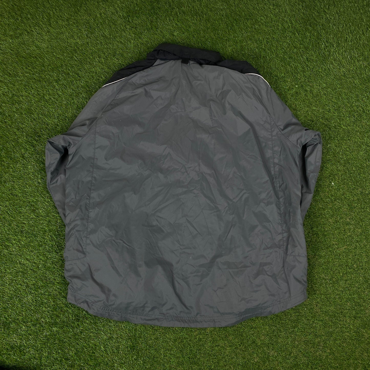00s Nike Piping Windbreaker Tracksuit Set Jacket + Joggers Grey XL