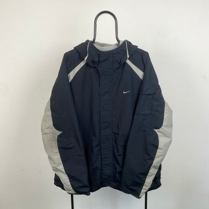 00s Nike Reversible Fleece Coat Jacket Black XL