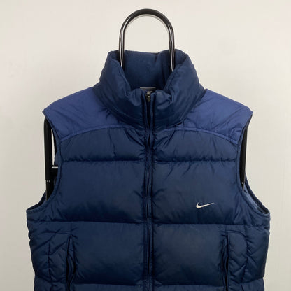 00s Nike Puffer Gilet Jacket Blue Small