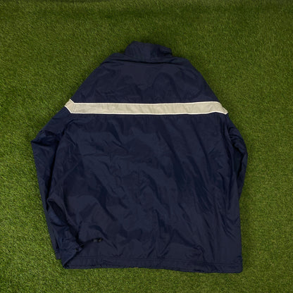 90s Nike Piping Windbreaker Tracksuit Set Jacket + Joggers Blue XL