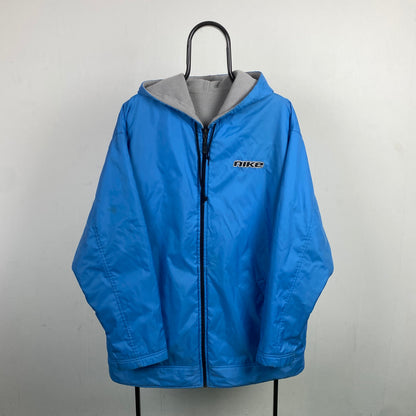 90s Nike Reversible Puffer Fleece Jacket Blue Large