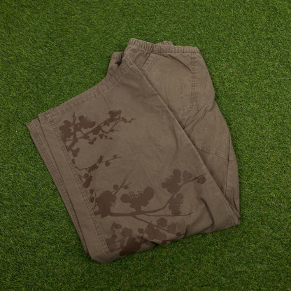 00s Nike Wide Leg Cargo Trousers Joggers Brown XS