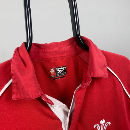 90s Reebok Wales Rugby Shirt T-Shirt Red Small